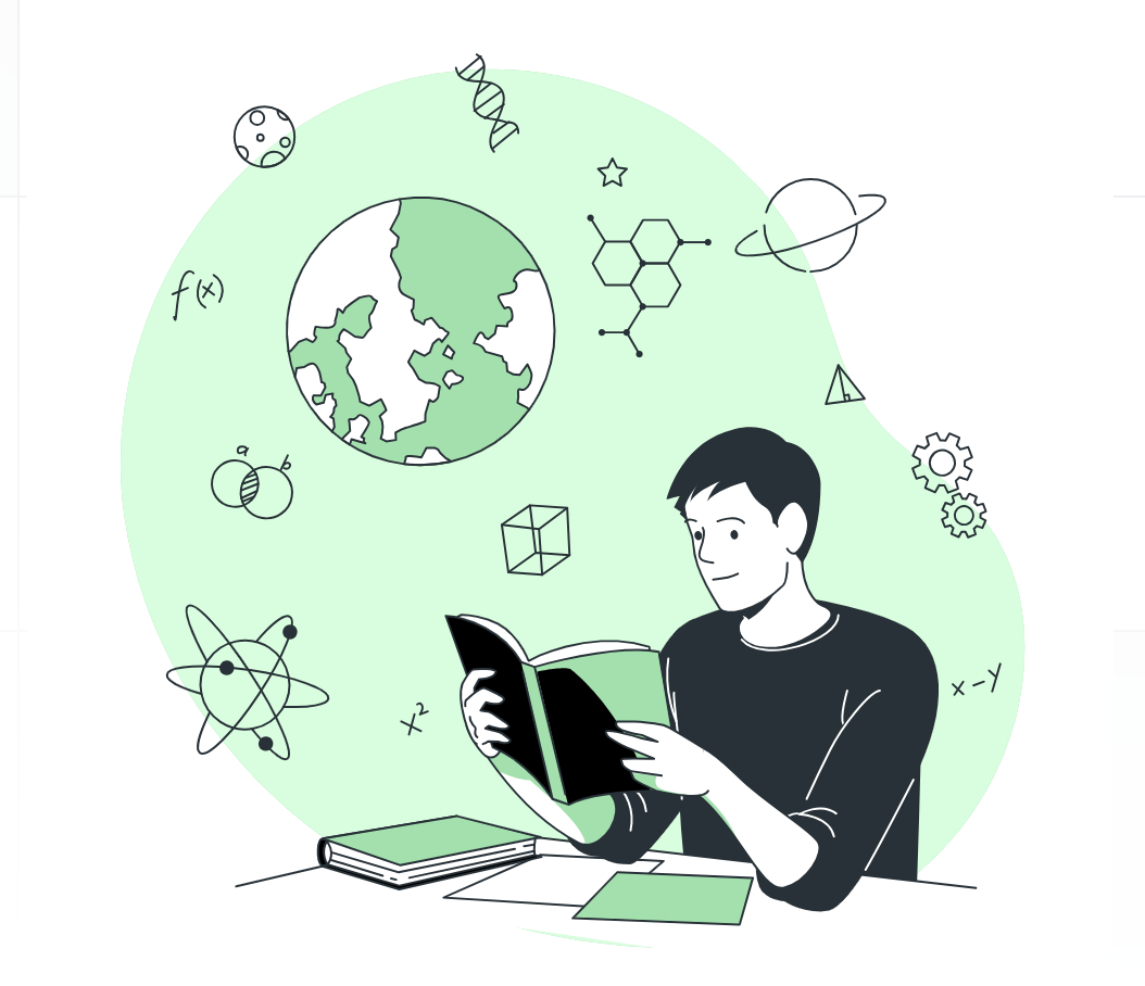 Student reading book illustration